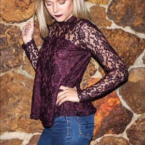 Burgundy Lace Top